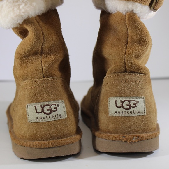 UGG Big Girls Sheepskin Shearling Top Slip On Beckham in Chestnut Girls Size 3 - Picture 6 of 15